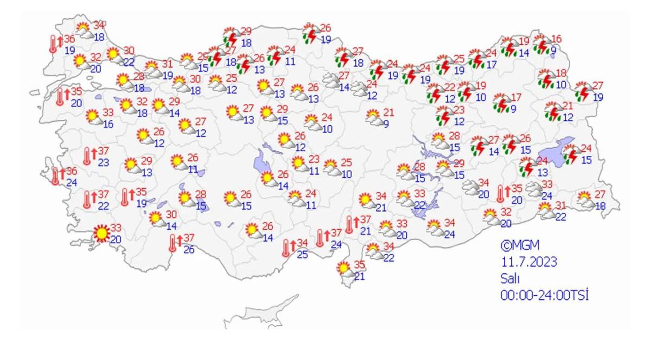 11 Temmuz 2023 Hava Durumu 11 Temmuz 2023 Hava Durumu