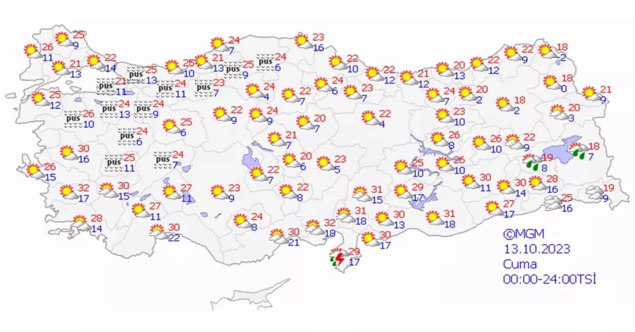 13 Ekim hava durumu 13 Ekim hava durumu