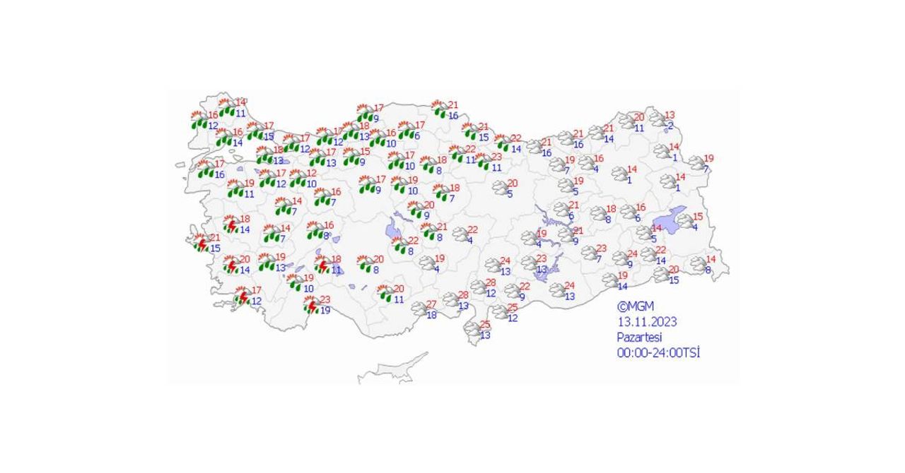 13 Kasım Hava Durumu 13 Kasım Hava Durumu