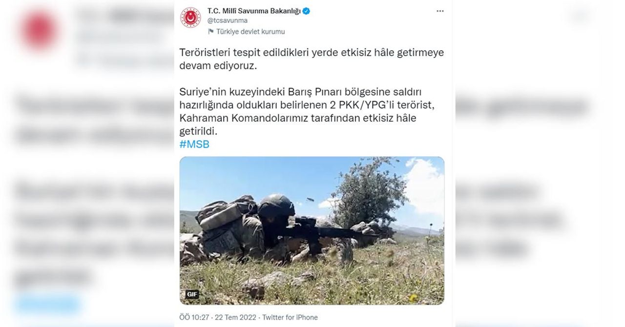 2 PKK / YPG’li terörist etkisiz hale getirildi 2 PKK / YPG’li terörist etkisiz hale getirildi
