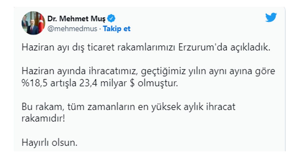 2022 Haziran ihracat rekoru 2022 Haziran ihracat rekoru