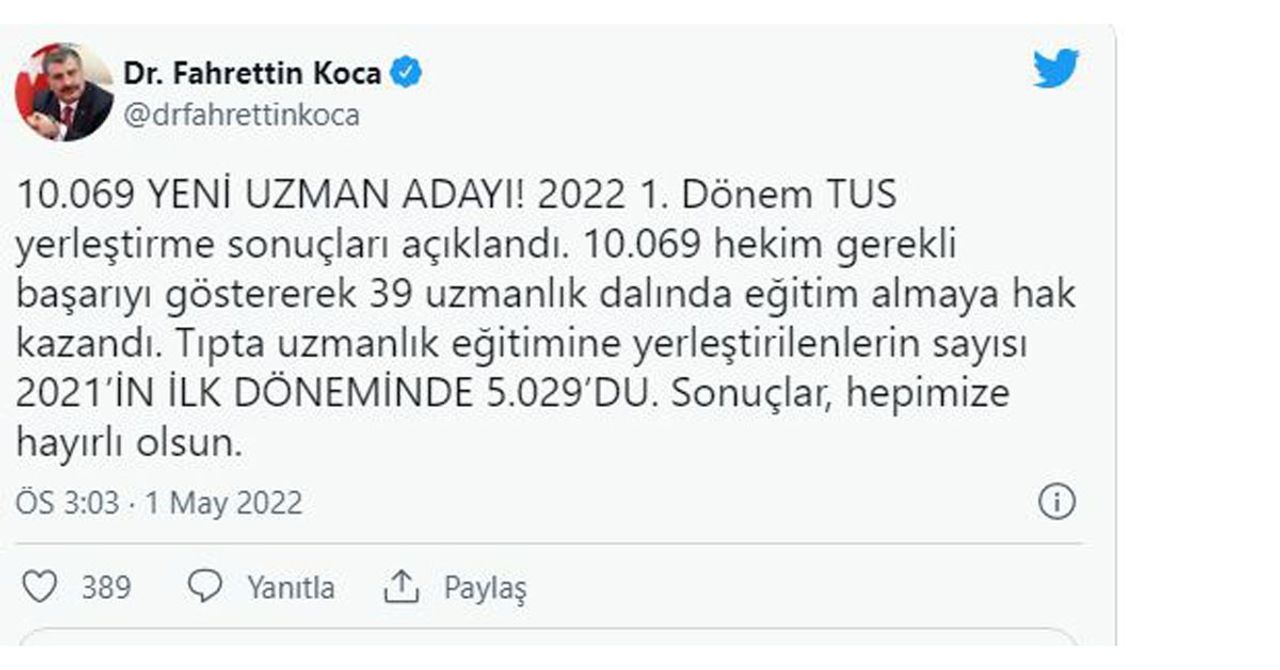 2022 TUS sonuçları açıklandı 2022 TUS sonuçları açıklandı