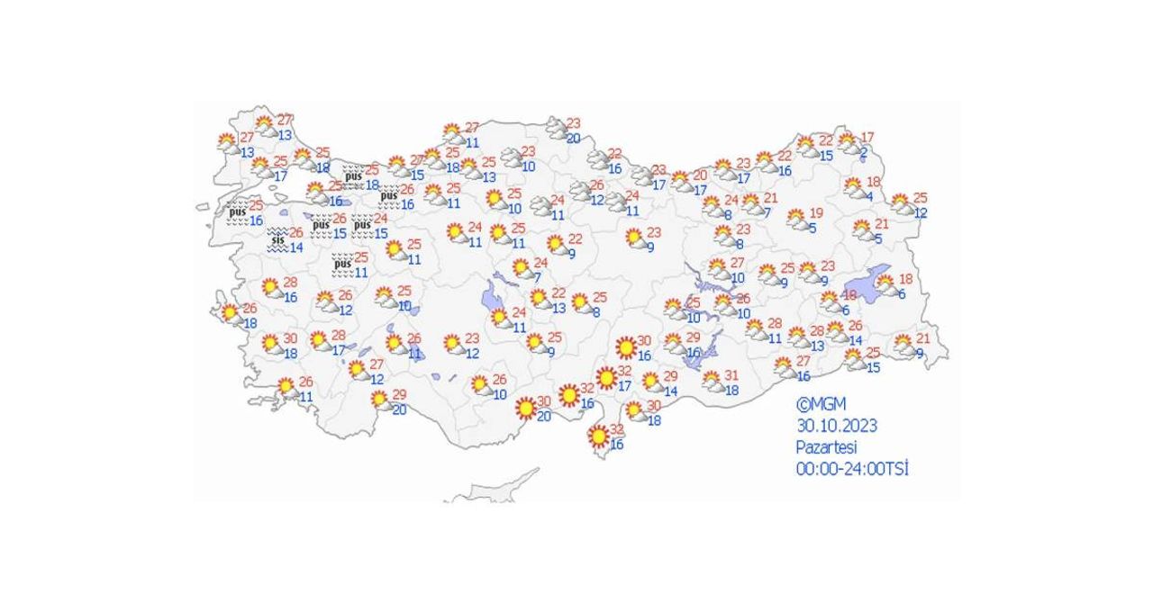 30 Ekim Hava Durumu 30 Ekim Hava Durumu