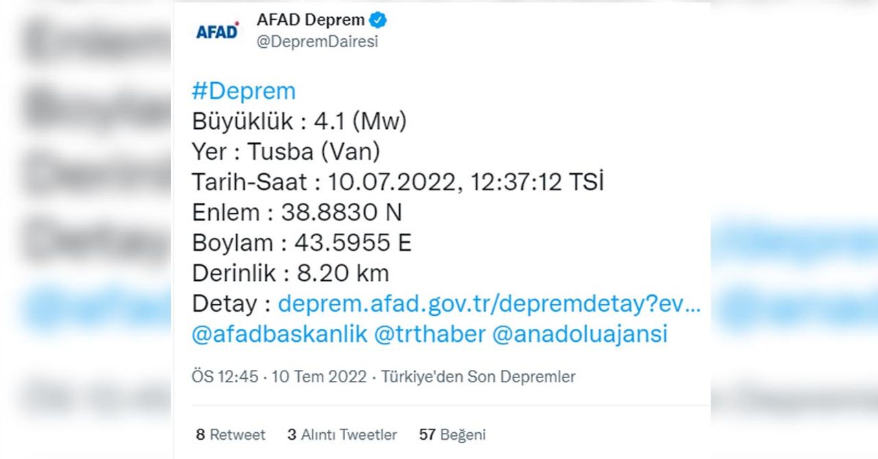4.1 büyüklüğünde deprem 4.1 büyüklüğünde deprem