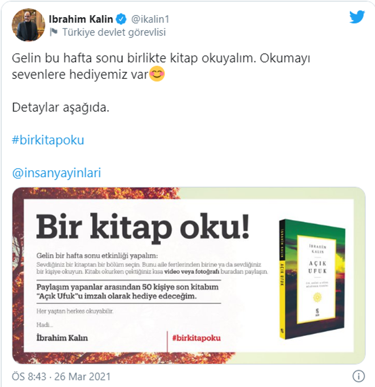 İbrahim Kalın: Gelin Bu Hafta Sonu Birlikte Kitap Okuyalım45645 İbrahim Kalın: Gelin Bu Hafta Sonu Birlikte Kitap Okuyalım45645