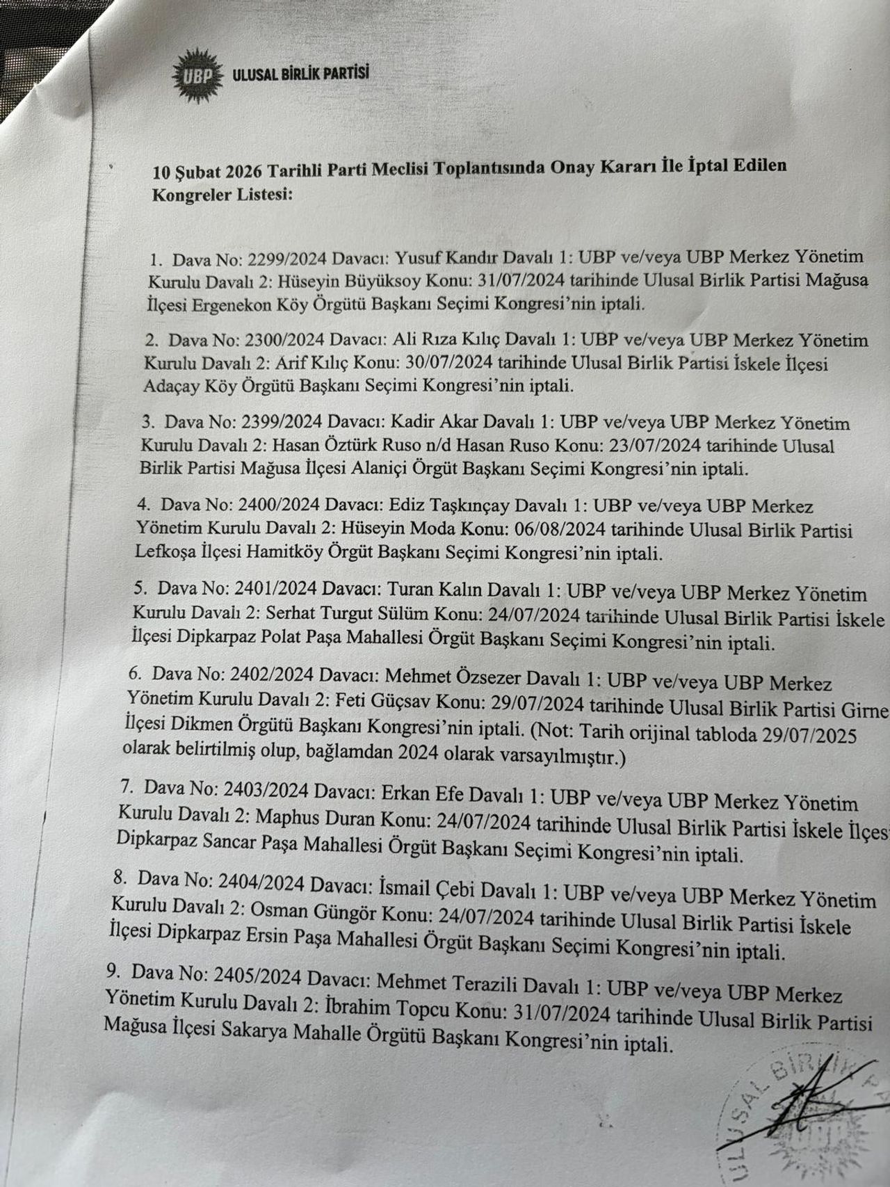 10 Şubat 2026 Tarihli İptal Edilen Kararlar 10 Şubat 2026 Tarihli İptal Edilen Kararlar