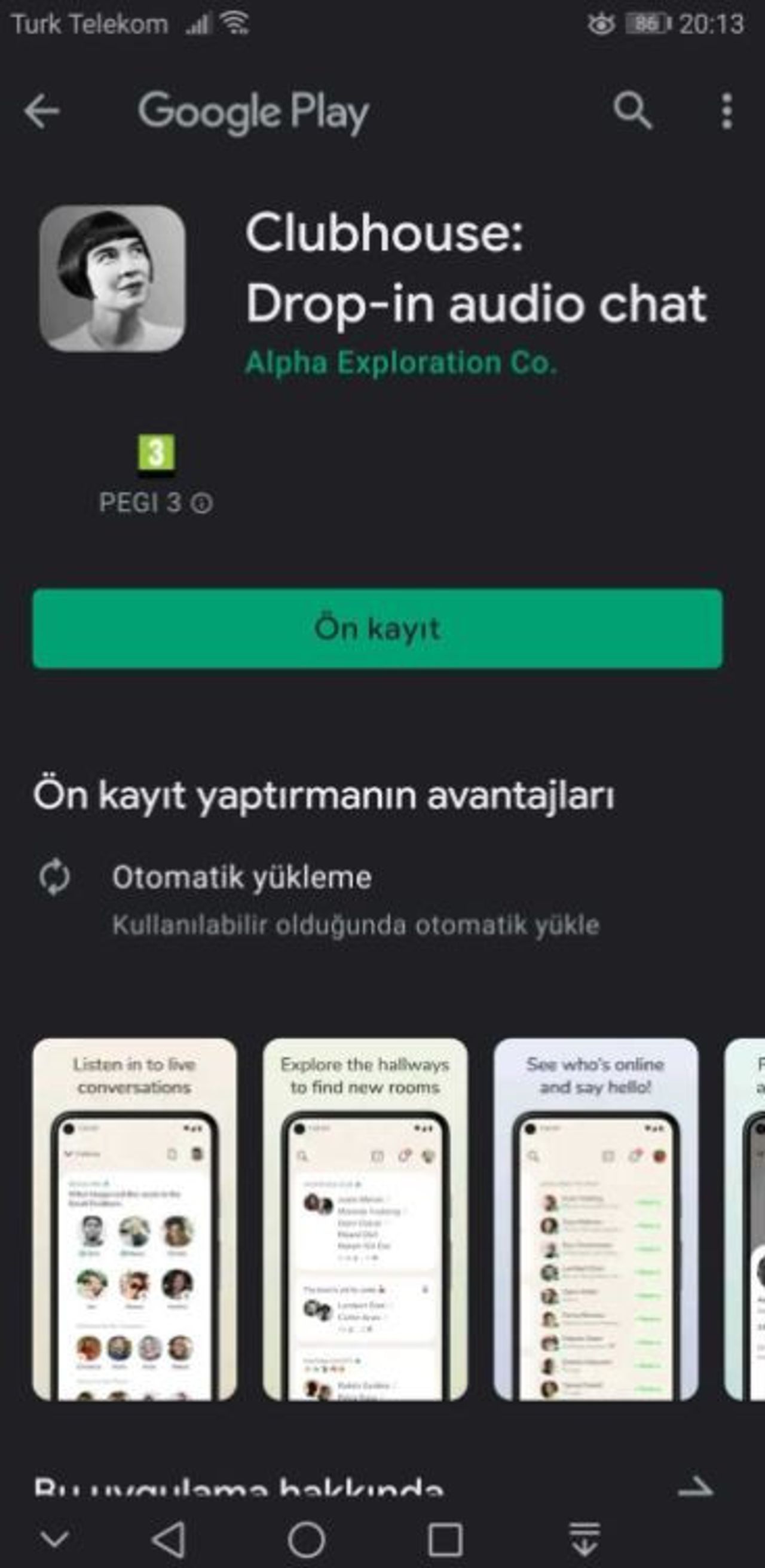 clubhouse ön kayıt