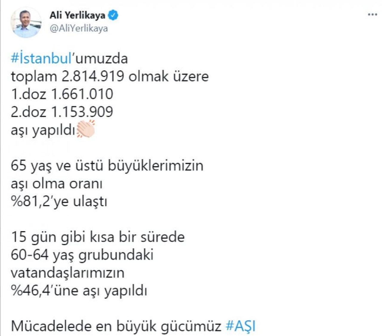 İstanbul Valisi Aşılanma Oranlarını Paylaştı354545 İstanbul Valisi Aşılanma Oranlarını Paylaştı354545