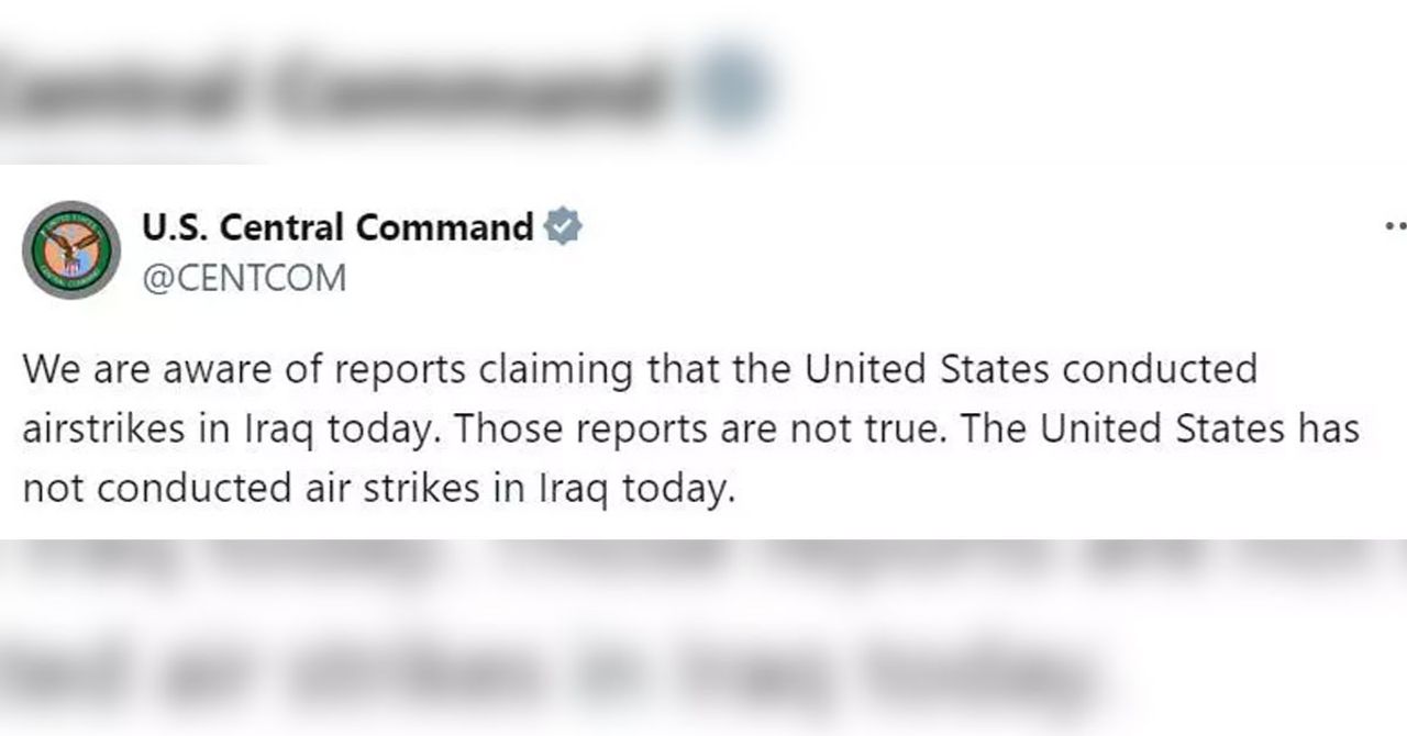 ABD Merkez Komutanlığı (CENTCOM), Amerika Birleşik Devletleri’nin Irak’a saldırı düzenlediğine dair iddialara yanıt verdi. ABD Merkez Komutanlığı (CENTCOM), Amerika Birleşik Devletleri’nin Irak’a saldırı düzenlediğine dair iddialara yanıt verdi.