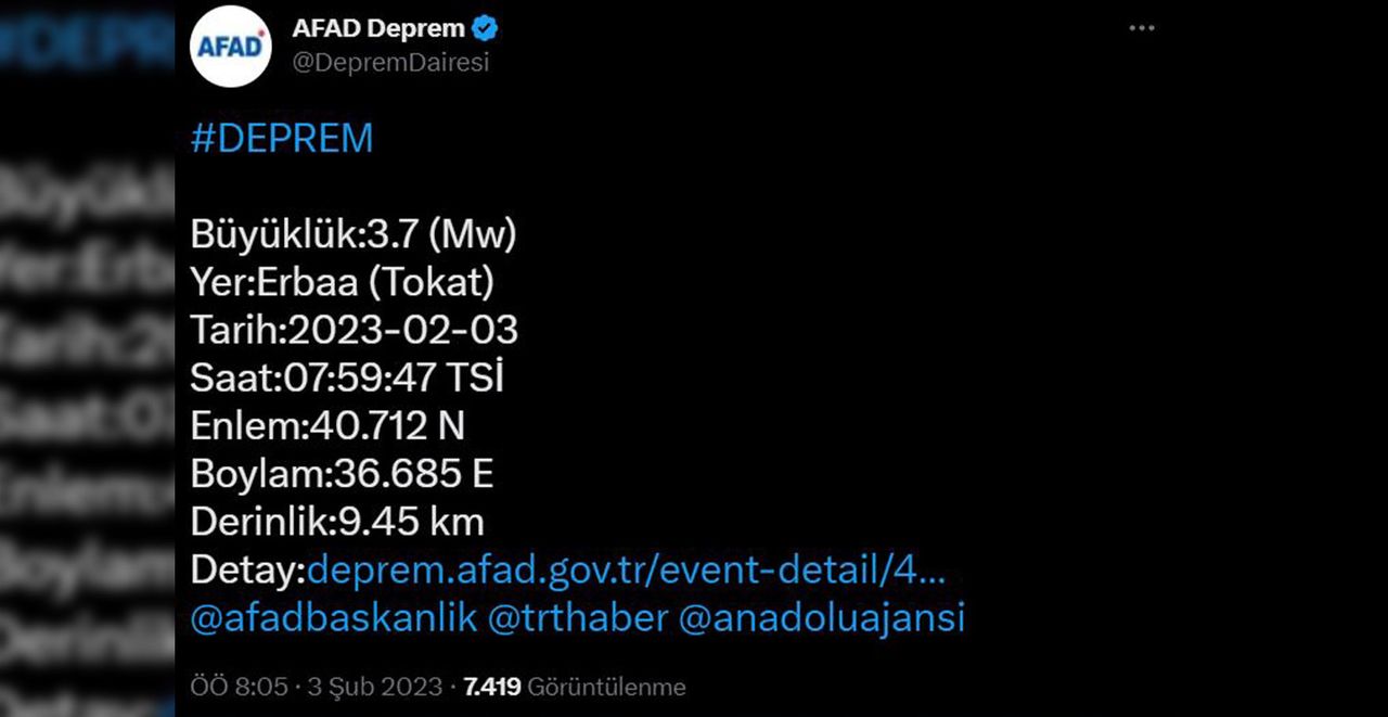 AFAD verileri açıkladı AFAD verileri açıkladı