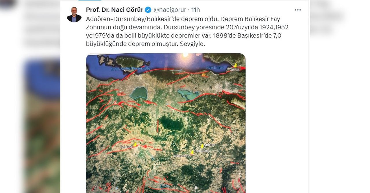 Balıkesir’deki deprem sonrası Naci Görür’den ilk yorum: ‘‘Bu bölgede belli büyüklükte depremler oldu!’’ Balıkesir’deki deprem sonrası Naci Görür’den ilk yorum: ‘‘Bu bölgede belli büyüklükte depremler oldu!’’