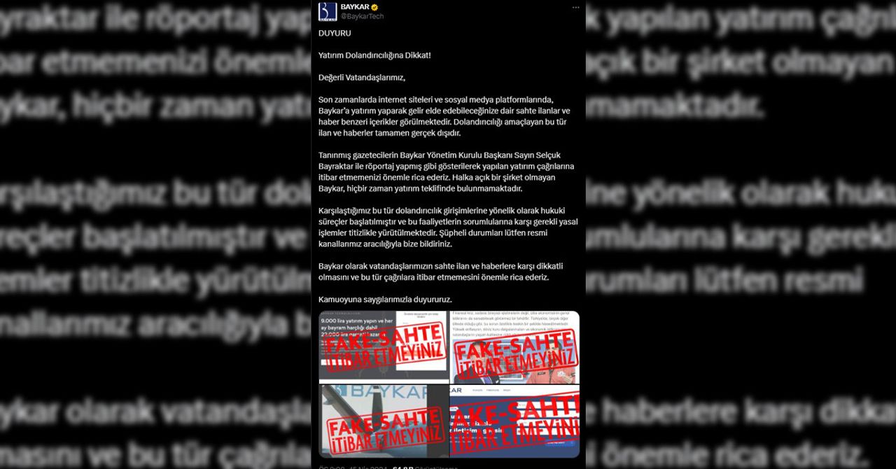 Baykar açıklama Baykar açıklama