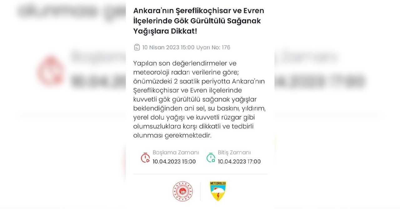 Bir ilde sarı kodlu uyarı yapıldı Bir ilde sarı kodlu uyarı yapıldı