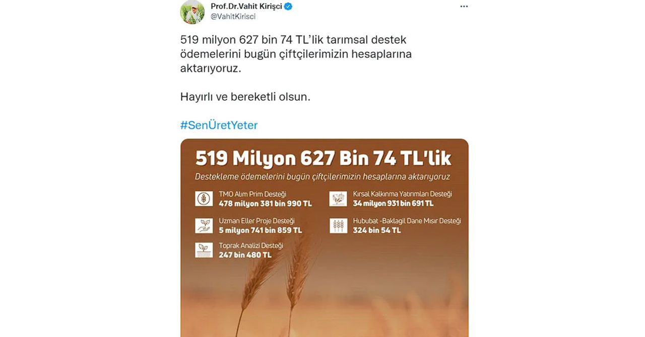 Çiftçi destek ödemeleri