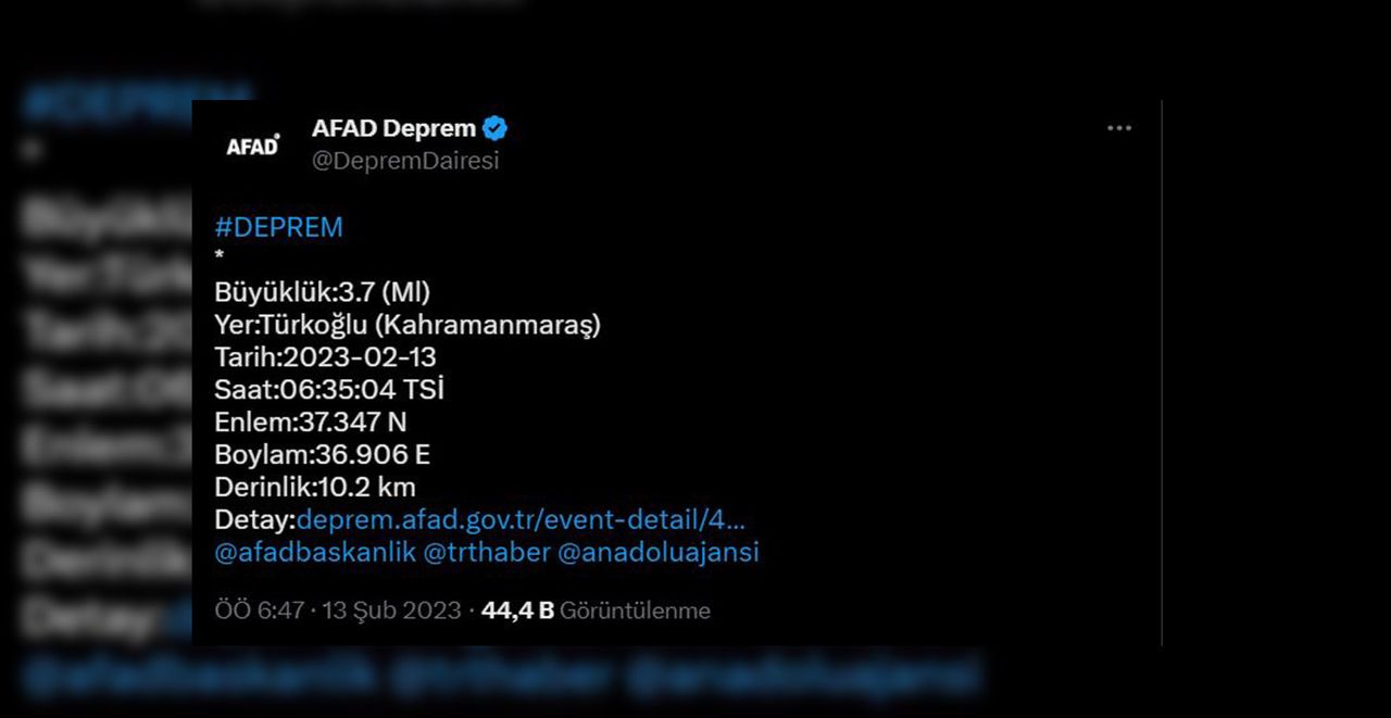 Deprem Kahramanmaraş (Türkoğlu)