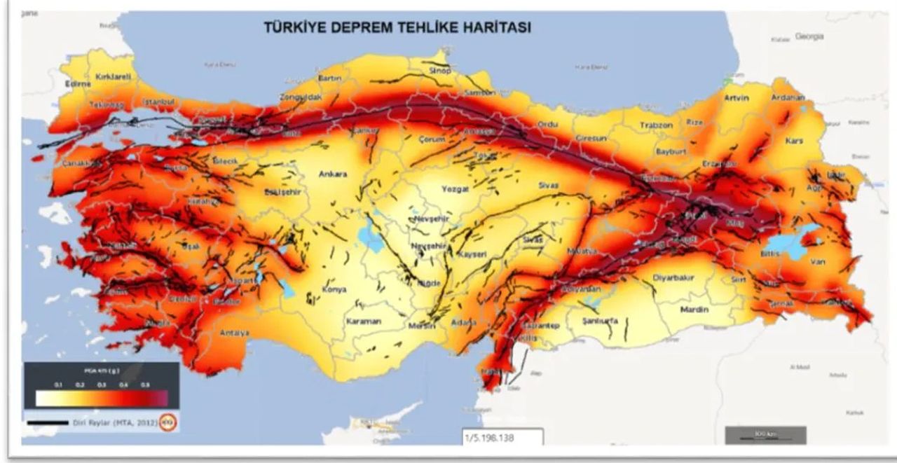 Deprem bölgeleri haritası Deprem bölgeleri haritası