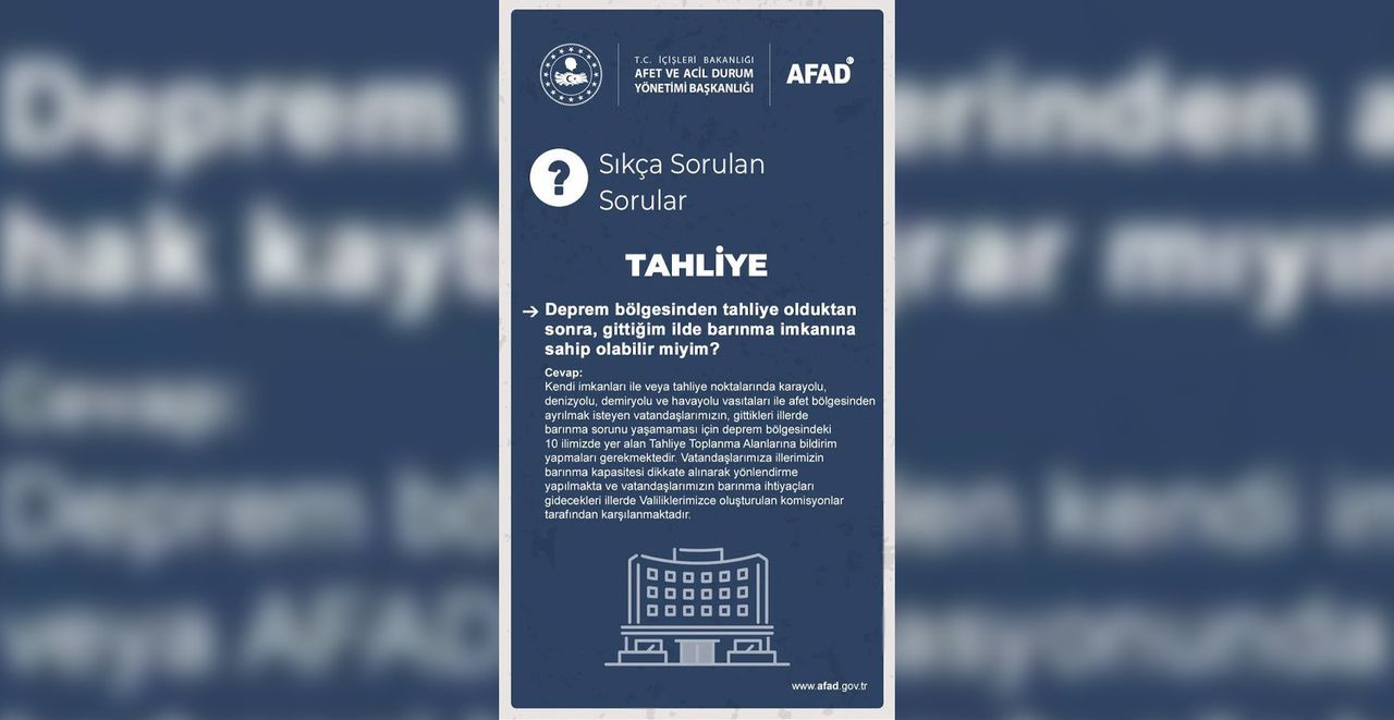 Deprem bölgesinden tahliye olduğumda, gittiğim ilde barınma imkanına sahip olabilir miyim? Deprem bölgesinden tahliye olduğumda, gittiğim ilde barınma imkanına sahip olabilir miyim?
