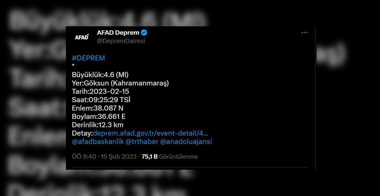 En büyüğü 4.6 olarak kaydedildi
