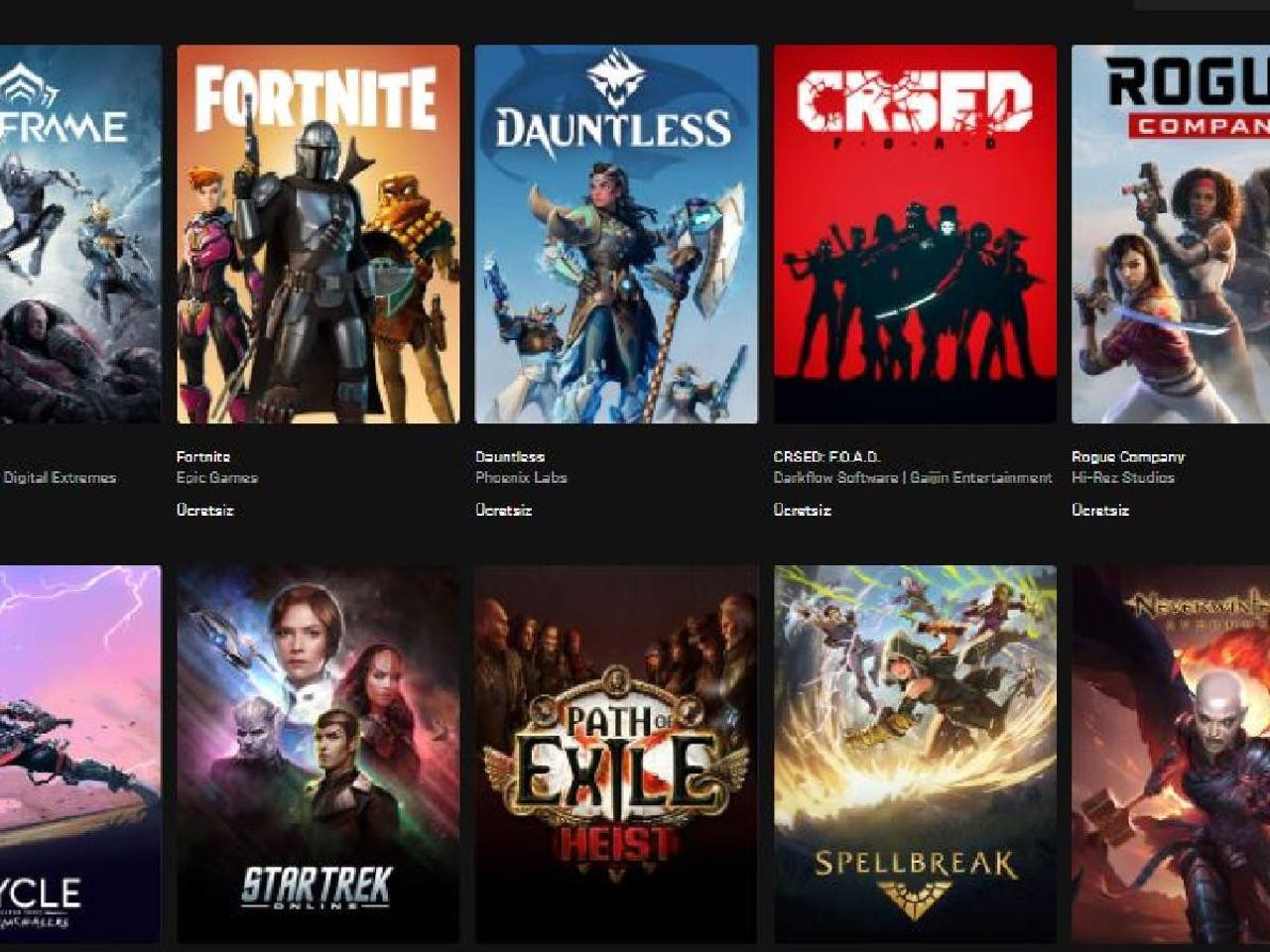 Epic Games ücretsiz oyunlar listesi Epic Games ücretsiz oyunlar listesi