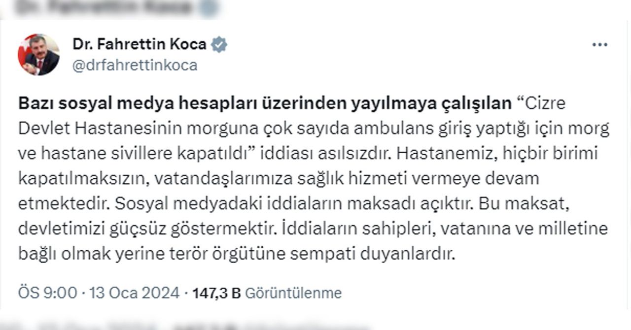 Fahrettin Koca paylaşımı Fahrettin Koca paylaşımı