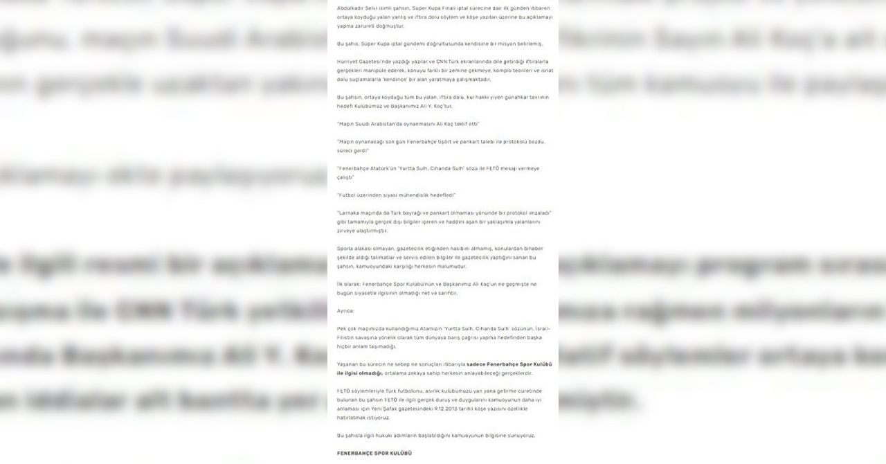 Fenerbahçe açıklama Fenerbahçe açıklama