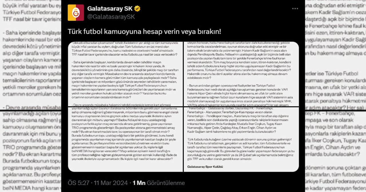 Galatasaray açıklama Galatasaray açıklama
