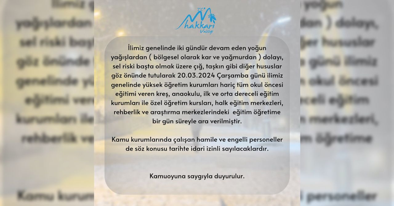 Hakkari Valiliği açıklama Hakkari Valiliği açıklama