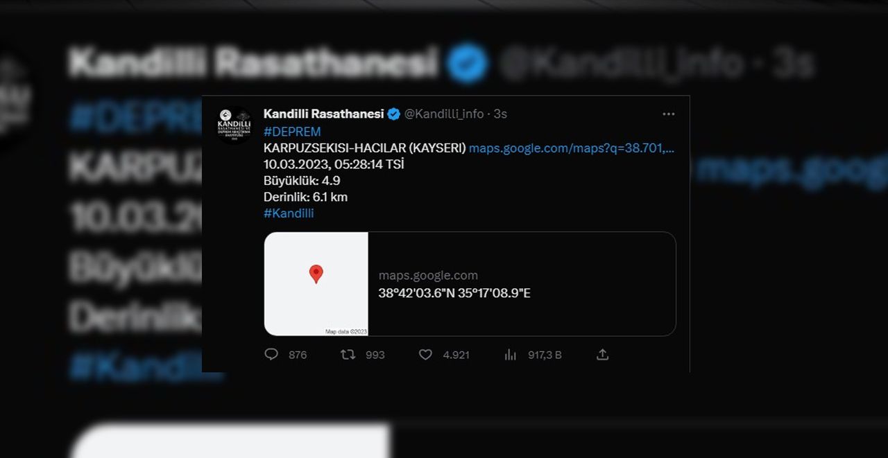 İlk açıklama Kandilli İlk açıklama Kandilli