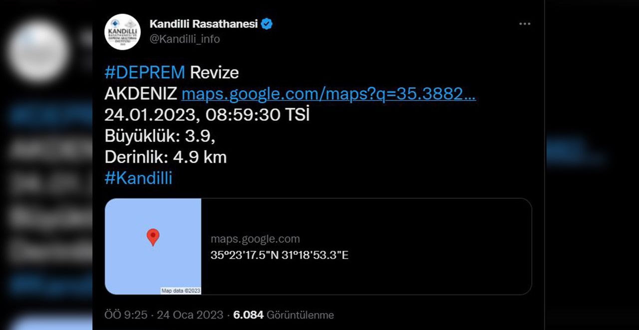 İlk açıklama Kandilli İlk açıklama Kandilli