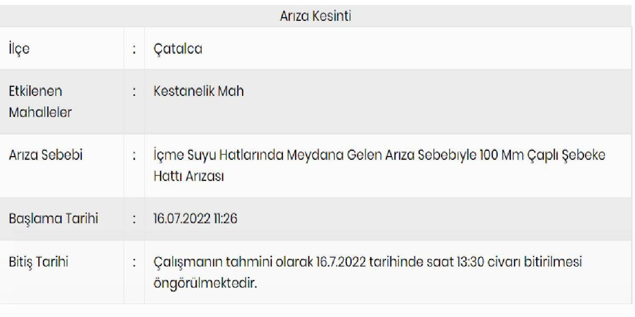 İSKİ 16 Temmuz Su Kesintisi İSKİ 16 Temmuz Su Kesintisi
