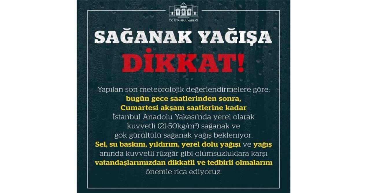 İstanbul Valiliği Sağanak Yağış