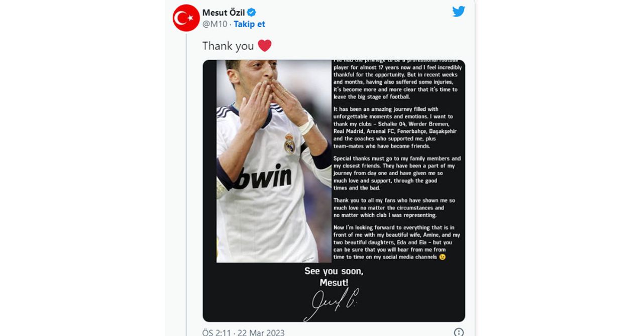 Mesut Özil futbola veda etti Mesut Özil futbola veda etti