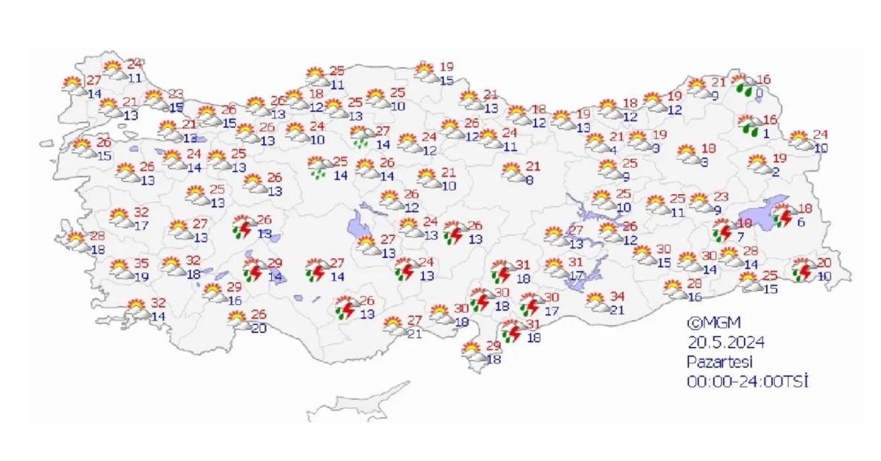 Meteoroloji haftanın ilk hava durumu raporunu yayımladı: Sıcaklıklar artacak sağanak yağış devam edecek Meteoroloji haftanın ilk hava durumu raporunu yayımladı: Sıcaklıklar artacak sağanak yağış devam edecek