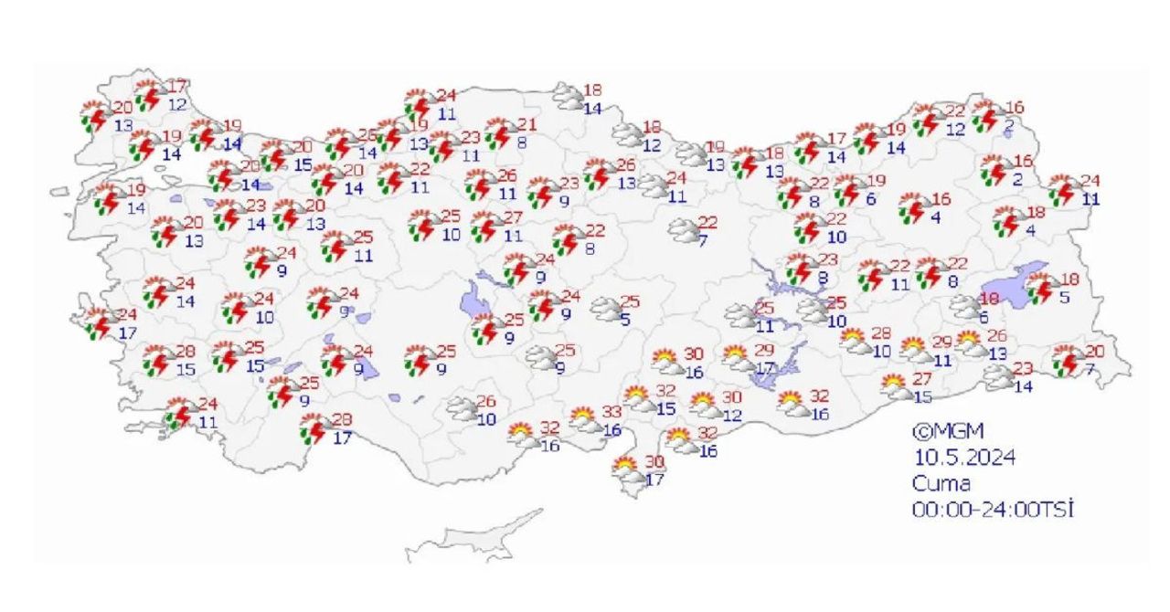 Meteoroloji’den 13 kente sarı kodlu uyarı: Fırtına ve sağanak yağış kapıda Meteoroloji’den 13 kente sarı kodlu uyarı: Fırtına ve sağanak yağış kapıda