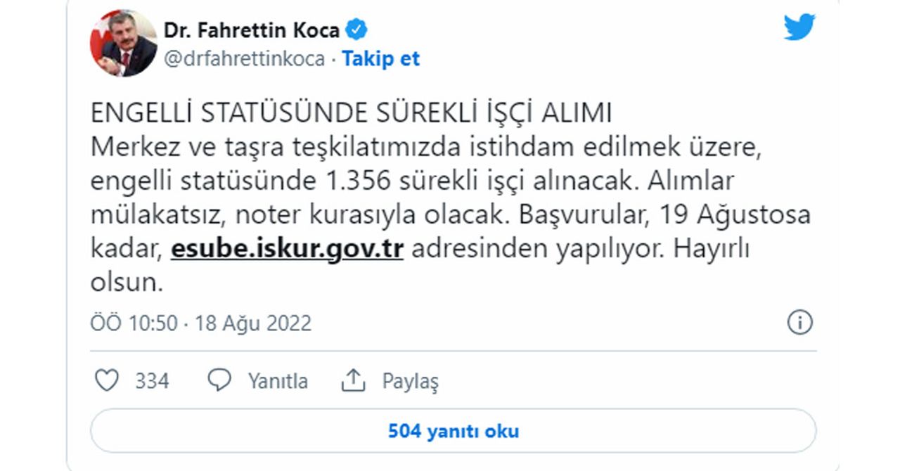 Sağlık Bakanı iş ilanı Sağlık Bakanı iş ilanı
