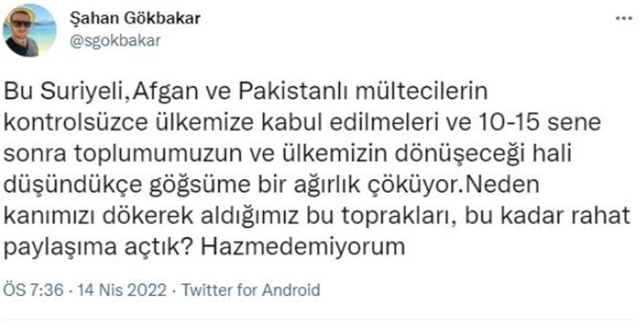 Şahan Gökbakar mülteci çıkışı Şahan Gökbakar mülteci çıkışı