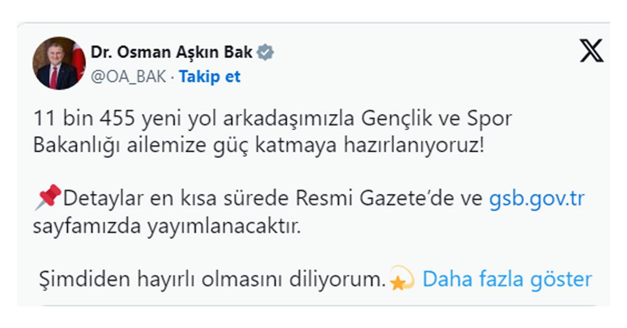 Spor Bakanlığı personel alımı Spor Bakanlığı personel alımı