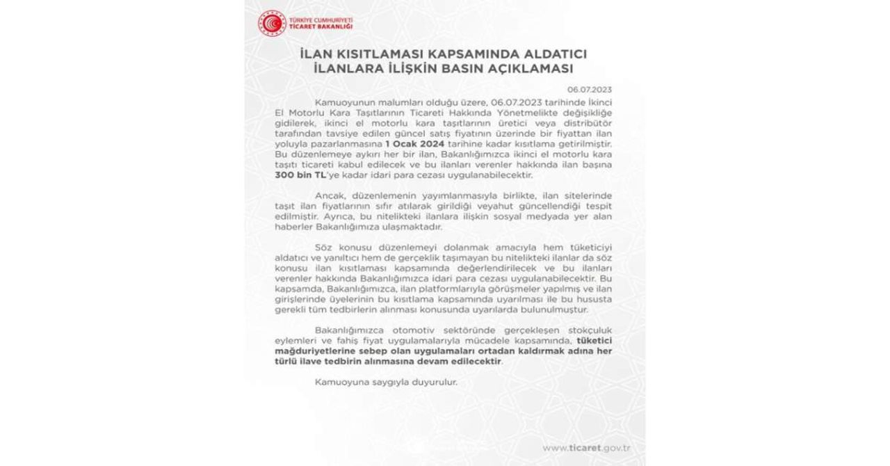 Ticaret Bakanlığı Açıklama Ticaret Bakanlığı Açıklama