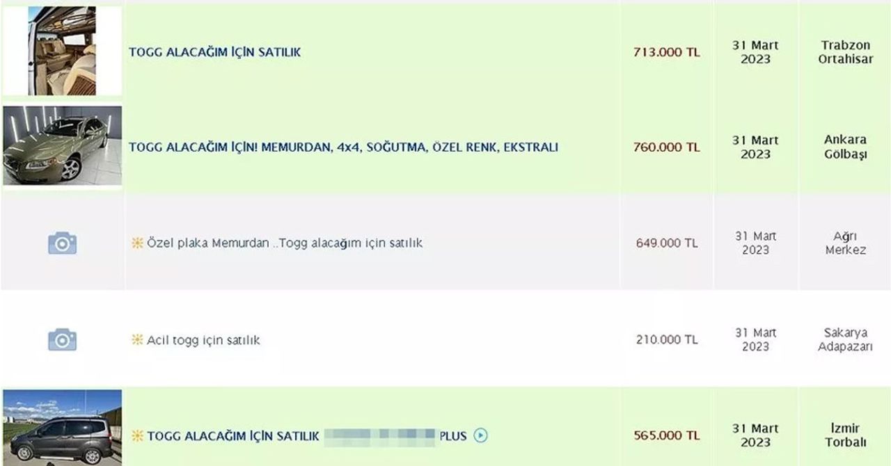 Togg için araçlarını satıyorlar Togg için araçlarını satıyorlar