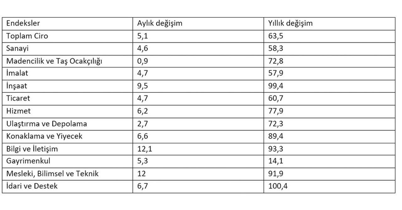 TÜİK Ocak ayının ciro endeks verilerini paylaştı! TÜİK Ocak ayının ciro endeks verilerini paylaştı!