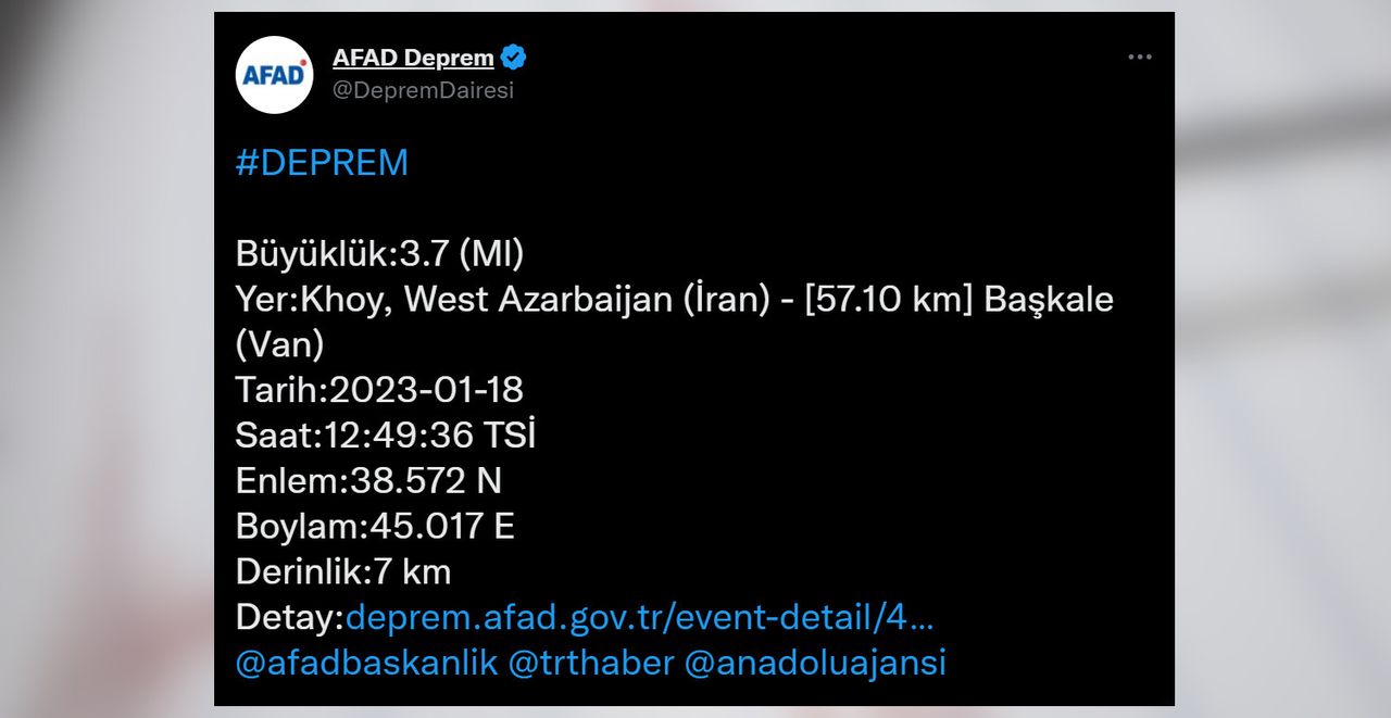 Türkiye-İran sınırında korkutan deprem Türkiye-İran sınırında korkutan deprem