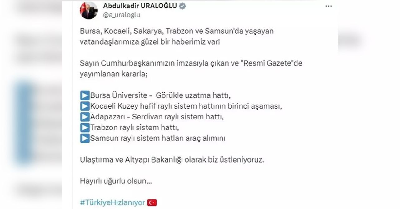 Ulaştırma Bakanı Açıkladı Ulaştırma Bakanı Açıkladı