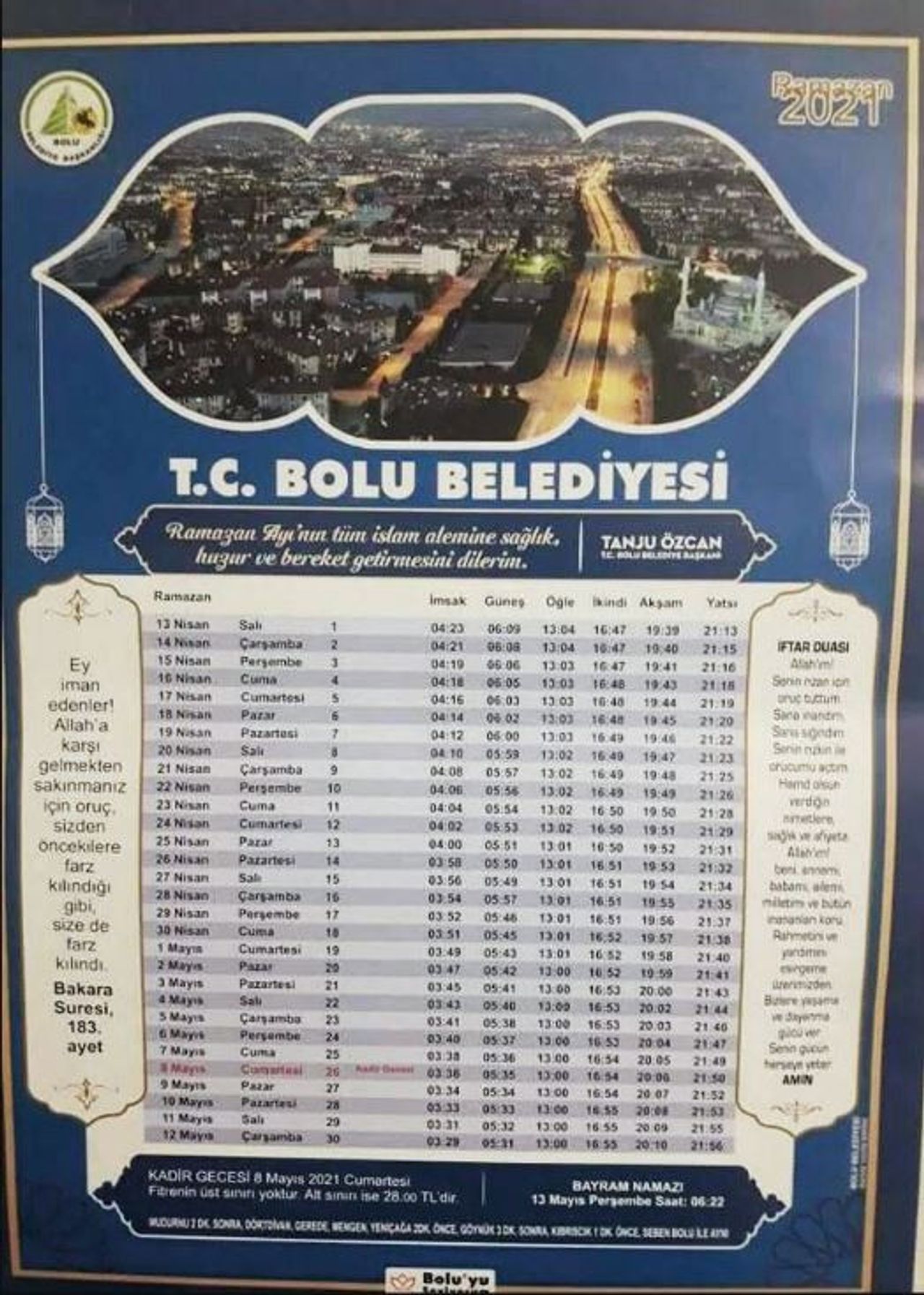 CHP’li Belediye Başkanı Tanju Özcan’ın Yanlış İmsakiye Bastırdı54545 CHP’li Belediye Başkanı Tanju Özcan’ın Yanlış İmsakiye Bastırdı54545