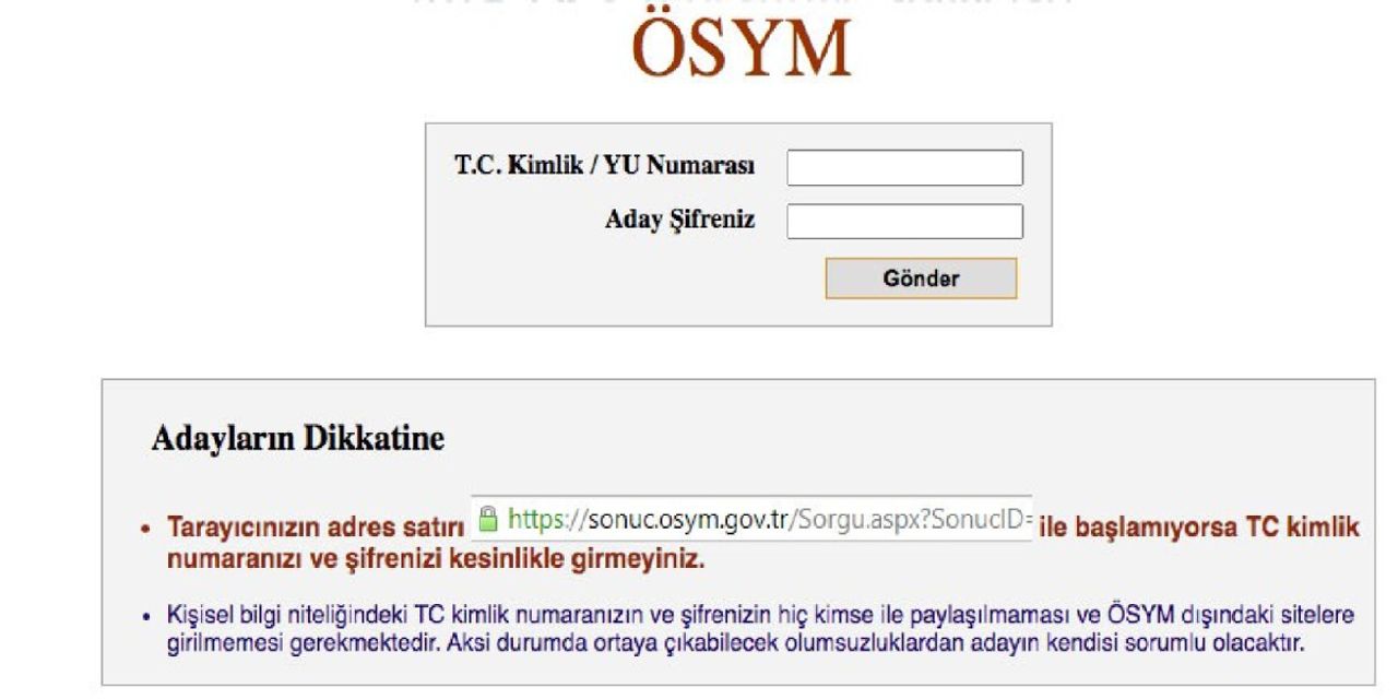 YKS sonuç sorgulama YKS sonuç sorgulama