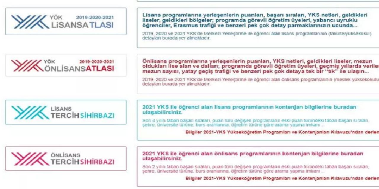 YÖK Atlas tercih robotu YÖK Atlas tercih robotu