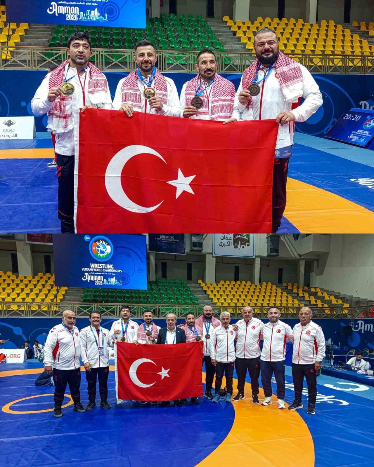 VETERAN GÜREŞÇİLERDEN DÜNYA ŞAMPİYONASINDA 4 MADALYA