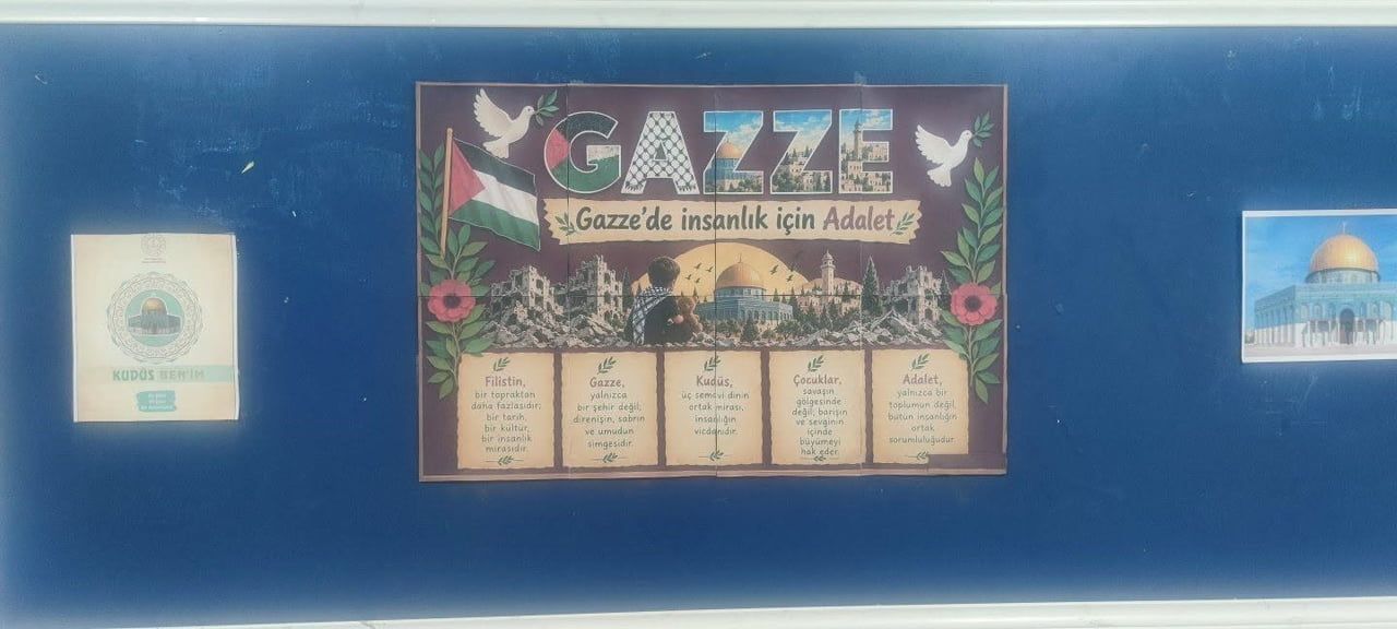 ADIYAMAN FATİH ANADOLU LİSESİNDE, "KUDÜS BENİM" VE "VAKTİ KUŞANMAK" TEMALI PANO ÇALIŞMALARI...