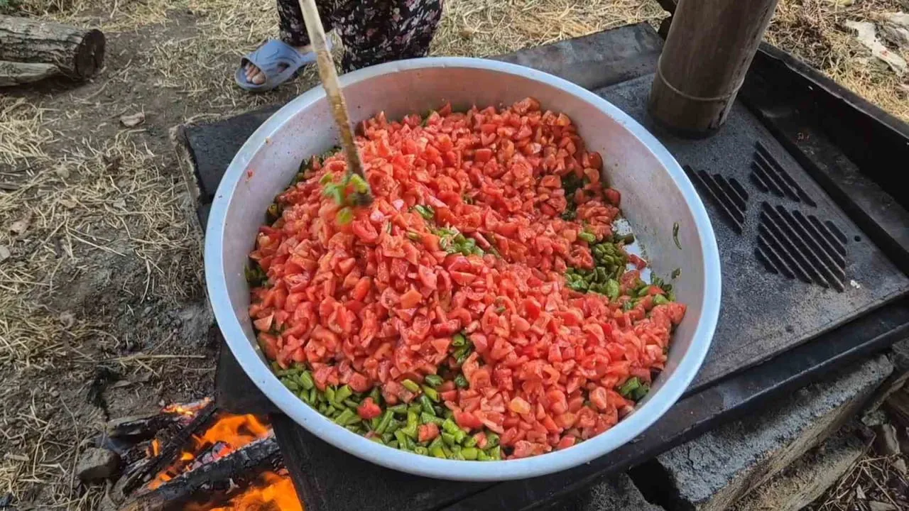 TEKİRDAĞ’IN MALKARA İLÇESİNDE KADINLAR, YAZ AYLARININ BEREKETİNİ KIŞ SOFRALARINA TAŞIMAK İÇİN...