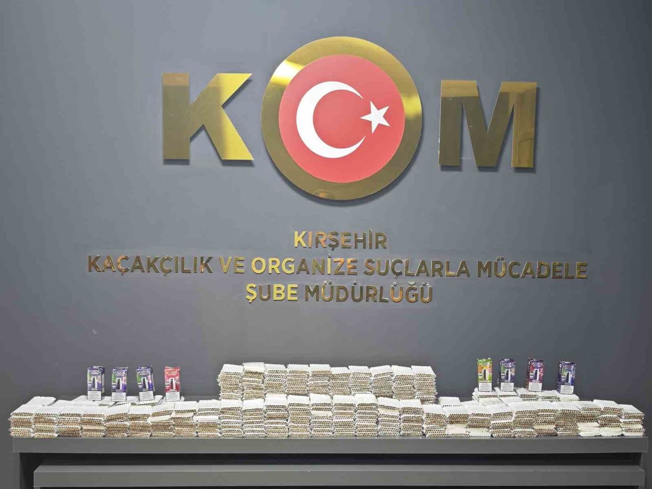 KIRŞEHİR'DE POLİS EKİPLERİ TARAFINDAN YAPILAN ÇALIŞMALARDA BİR İŞ YERİNDE 7 BİN 420 ADET...