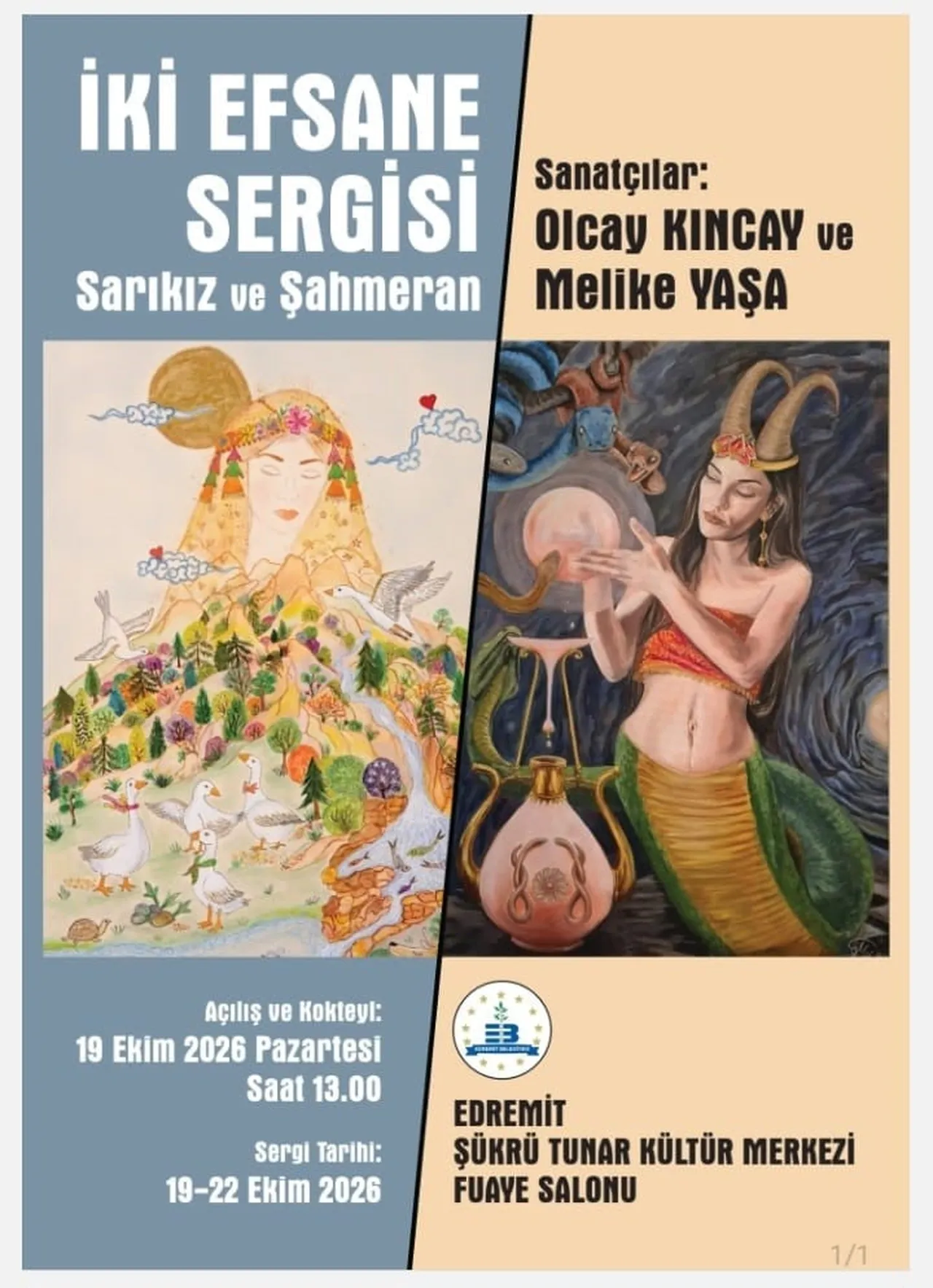 OLCAY KINCAY VE MELİKE YAŞA, “SARIKIZ” VE “ŞAHMERAN” SERGİLERİNİ EDREMİTLİ SANATSEVERLERLE...